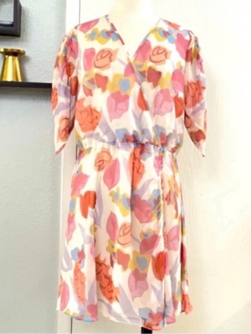 Ted Baker Juleah Wrap-Front Mini Dress Multi Color Floral Print Sz 4 US 10